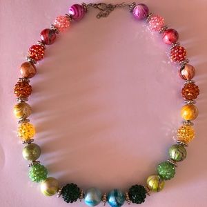 Multi color puffer bead choker